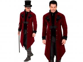 Gótikus bársony kabát bordó férfi jelmez