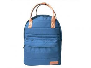 Must: Kék színű lekerekített kétrekeszes iskolatáska, hátizsák