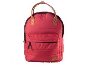 Must: Világos piros színű lekerekített kétrekeszes iskolatáska, hátizsák