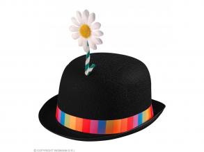 Fekete bohóc kalap virággal filc anyagból