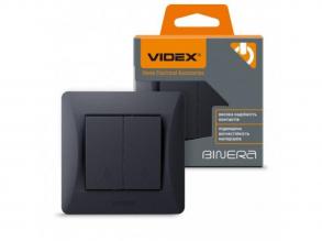 Csillárkapcsoló , dupla váltókapcsoló , fekete , süllyesztett , Videx , BINERA