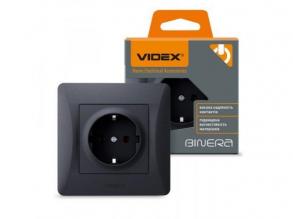 Földelt csatlakozó aljzat , dugalj, süllyesztett , fekete , VIDEX , BINERA