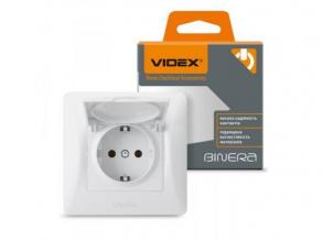 Földelt csatlakozó aljzat , dugalj, csapófedéllel , süllyesztett , fehér , VIDEX , BINERA