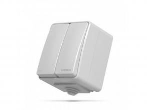 Vízmentes 2-es kapcsoló , falon kívüli , kétpólusú kapcsoló , szürke , kültéri , IP65 , VIDEX , BINERA