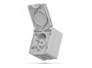 Vízmentes földelt csatlakozó aljzat , falon kívüli , szürke , kültéri , IP65 , VIDEX , BINERA