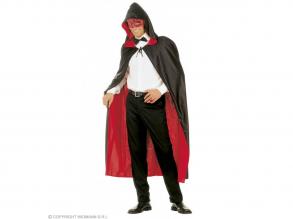Kifordítható fekete piros köpeny kapucnival 140 cm hosszú női jelmez
