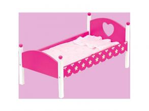 Pink fa játék ágy mintás ágyneművel