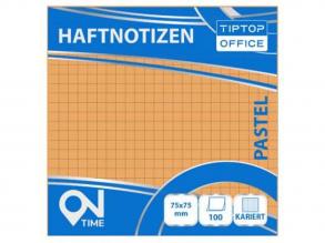 Spirit: Kockás pasztell narancssárga 100 lapos öntapadós jegyzettömb 75x75mm