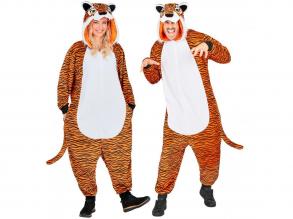 Tigris puha plüss egyberészes unisex felnőtt jelmez