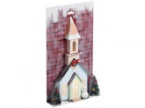 Stop & Look: Karácsonyi papír templom fénnyel 17x5x30cm