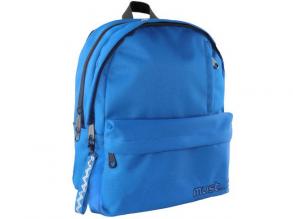 Must: Kék négy rekeszes lekerekített iskolatáska, hátizsák 32x19x42cm