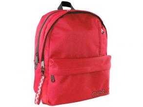 Must: Piros színű lekerekített négyrekeszes iskolatáska, hátizsák