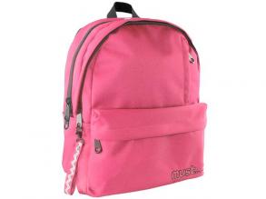 Must: Világos rózsaszín lekerekített négyrekeszes iskolatáska, hátizsák