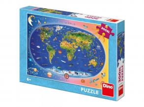 Puzzle 300 db XL - világtérkép gyerekeknek