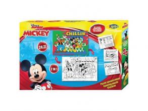 Mickey egér színezhető 24db-os puzzle 3 színezhető képpel