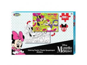 Minnie egér színezhető 2 az 1-ben puzzle 100db-os