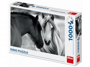 Puzzle 1000 db - Lovak fekete-fehérben - Dino