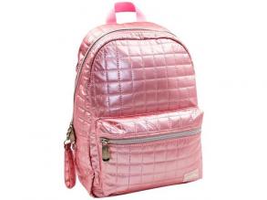 Must... Pearl rózsaszín steppelt iskolatáska, hátizsák 26x14x36cm