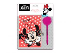 Minnie egeres zárható napló pom-pomos tollal