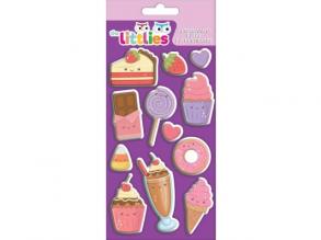 The Littlies: Édességek 3D pufi matrica szett 10x22cm-es íven