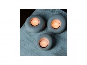 Fánk beton gyertyatartó készlet (3 db) - szürke