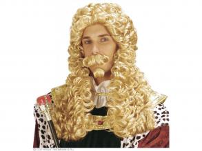 Francia király paróka, bajusszal+szakállal, szőke