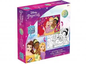 Luna: Disney hercegnők 2 az 1-ben 100 db-os színezhető puzzle