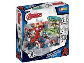 Luna: Bosszúállók 2 az 1-ben 150 db-os 3D színezhető puzzle