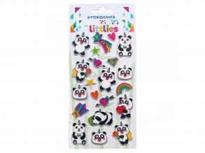 The Littlies: Panda macis 3D pufi matrica szett 10x22cm-es íven