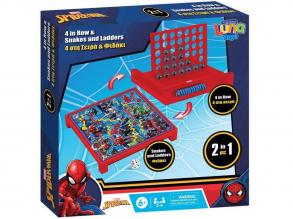 Luna: Pókember 2 az 1-ben Négyet egy sorba és Kígyók és létrák társasjáték