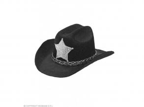 Fekete mini cowboy kalap sheriff csillaggal