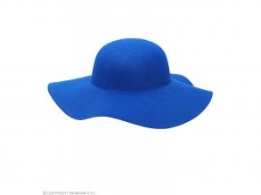 Dekorálható kék filc kalap kiegészítőkkel