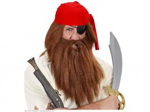 Kalóz/ősember paróka szett, barna hajjal, szakállal