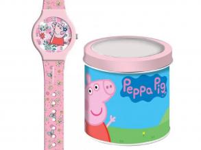 Luna: Peppa malac rózsaszín analóg karóra fém díszdobozban