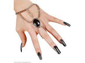Gótikus gyűrű, fekete ékkővel