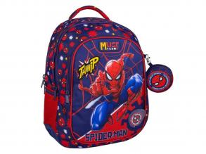 Luna: Must Team Pókember Thwip lekerekített 3 rekeszes iskolatáska, hátizsák 32x18x43cm