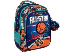 Luna: Must Team kosárlabdás lekerekített 3 rekeszes iskolatáska, hátizsák 32x18x43cm