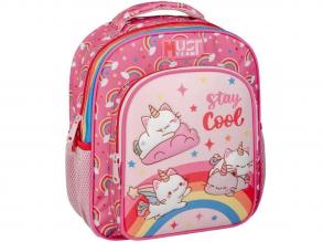 Luna: Must Team unikornis cicák lekerekített 2 rekeszes ovis hátizsák 27x10x31cm