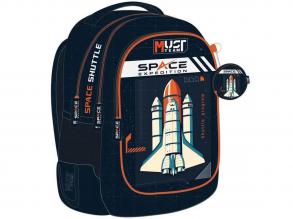 Luna: Must Team űrhajós lekerekített 3 rekeszes iskolatáska, hátizsák 32x18x43cm