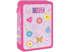 Luna: Must Team Good Vibes smiley mintás 2 szintes töltött tolltartó