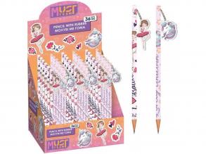 Luna: Lányos grafitceruza mintás radírral, kétféle változatban 1db