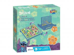 Luna: Disney Stitch 2 az 1-ben társas - Kígyók és létrák és 4-et egy sorba
