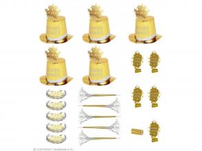 Party szett arany színű 10 fő részére Bonne Année ! felirattal