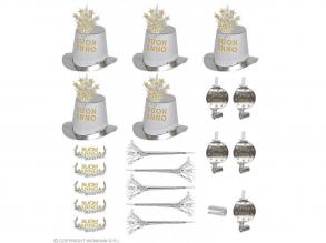 Party szett ezüst színű 10 fő részére Buon anno! felirattal