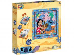 Luna: Stitch Hawaii hangulat 64 db-os keretes színezhető puzzle