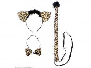 Leopárd szett fülek,nyakkendő és farok női jelmez