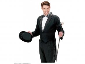 Szatén bélelt fekete frakk gallérral férfi jelmez