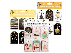 Karácsonyi 24db-os ajándékcímke szett többféle változatban
