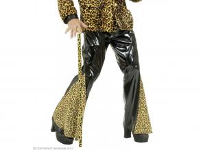 Fekete nadrág leopárd mintájú díszítéssel férfi jelmez