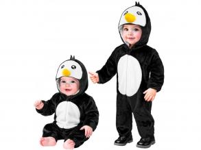 Pingvin puha plüss kapucnis overál unisex gyermek jelmez